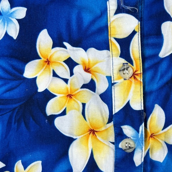 Go Barefoot Made in USA Size Medium Blue Hawaiian Fooral Print Men's Shirt - Picture 3 of 8